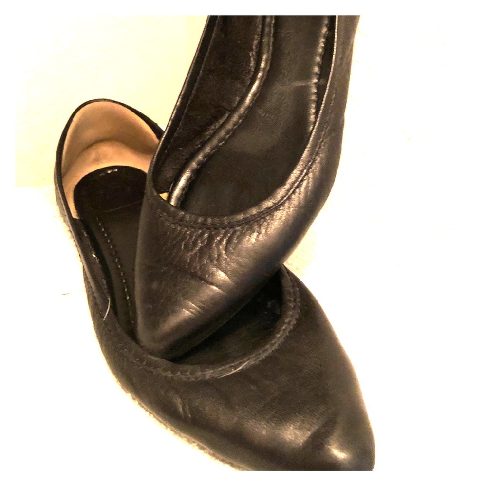 Frye Regina Ballet Flats Black polished leather